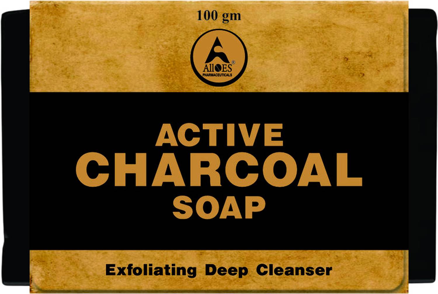 Alloes Pharmaceuticals Activated Charcoal Black Bar Soap with Natural Botanicals, 2 pcs Soap