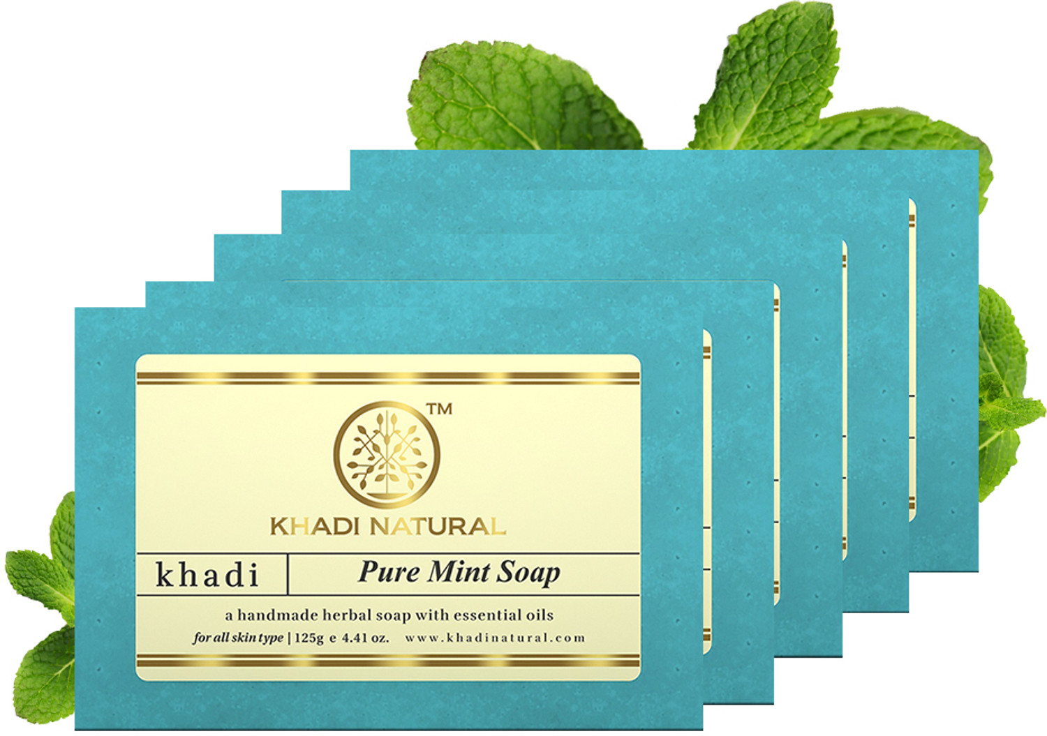 KHADI NATURAL Herbal Pure Mint Soap (Pack of 5)