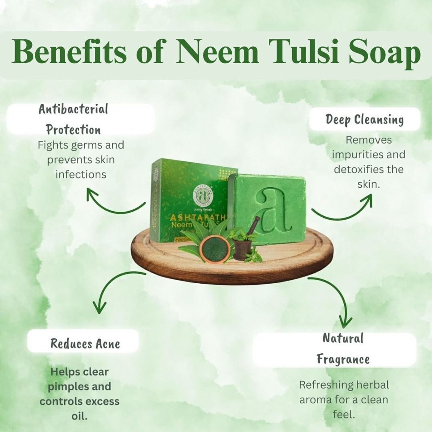 Image of Ashtapathy Neem & Tulasi Soap Pack of 3