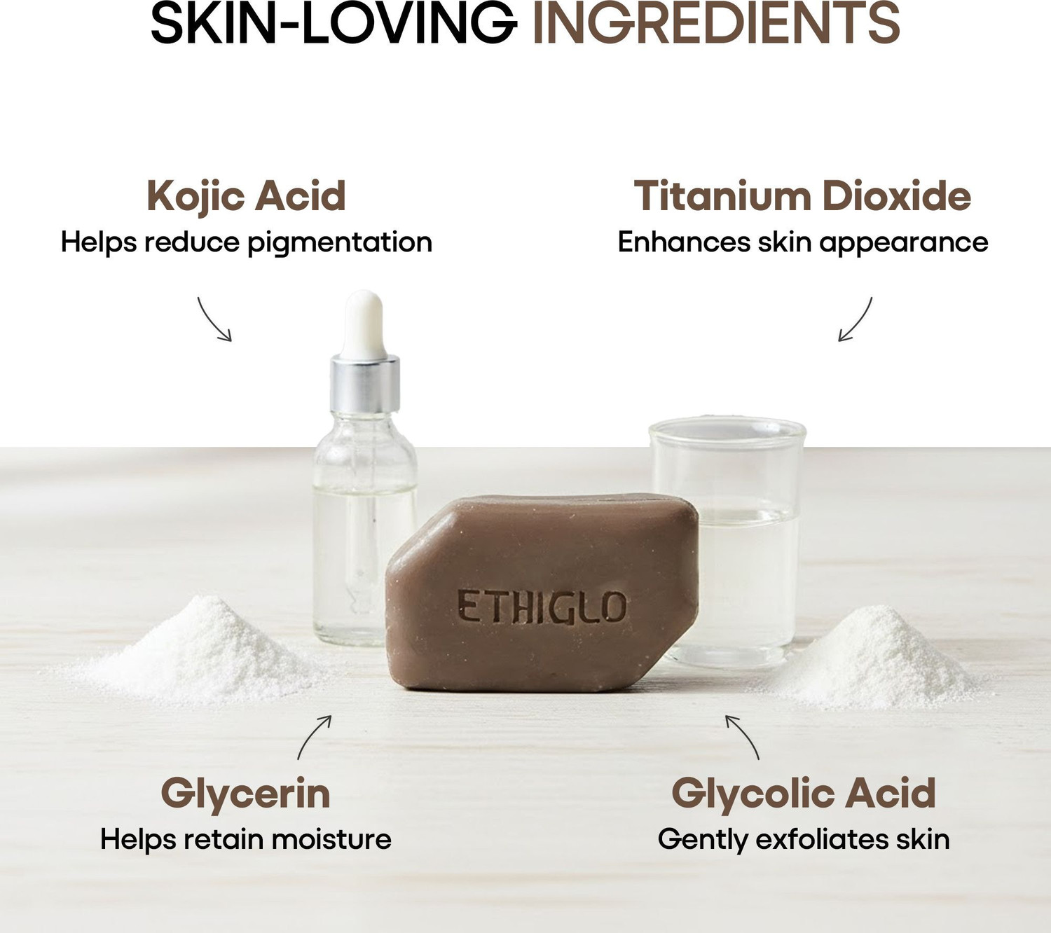 Image of ETHIGLO Skin Lightening Soap with Kojic Acid, Glycolic Acid for radiant skin