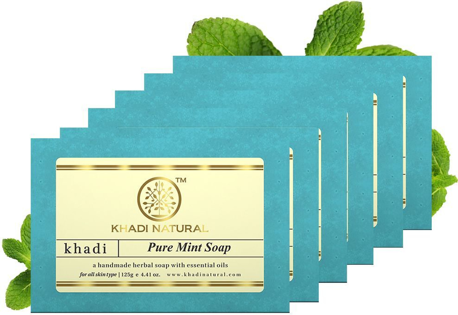 Image of KHADI NATURAL Mint Soap for Fresh Clean Skin|Pack of 6