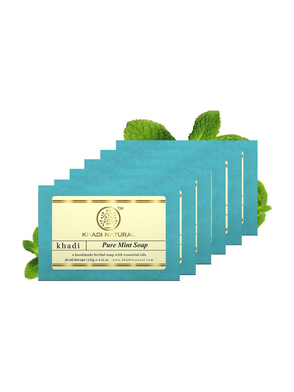 Image of KHADI NATURAL Mint Soap for Fresh Clean Skin|Pack of 6
