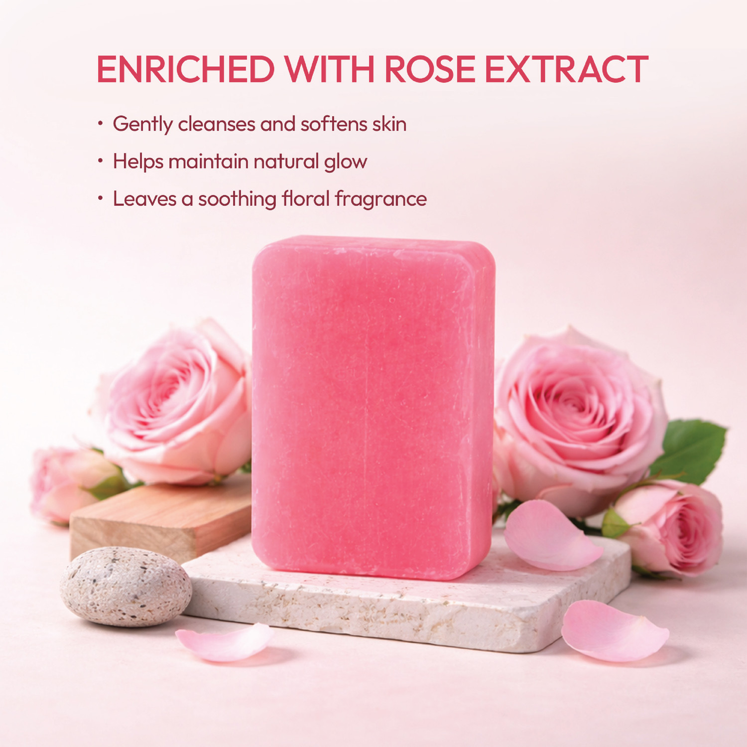 Image of Niraahi Rose Bathing Soap 100g | Floral Fragrance Bath Bar for Men & Women