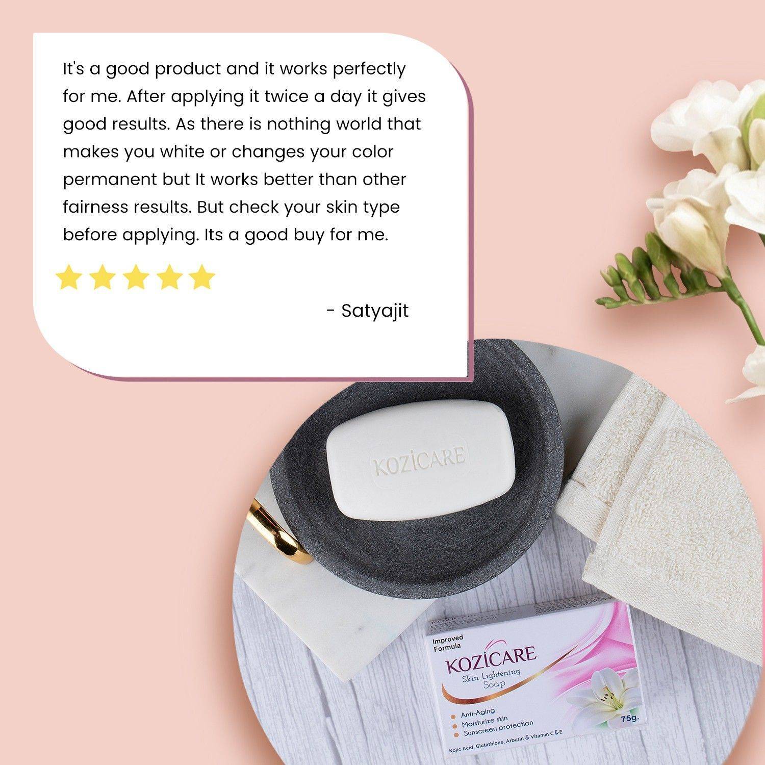 Kozicare Skin Lightening Soap with Kojic Acid, Glutathione & Arbutin