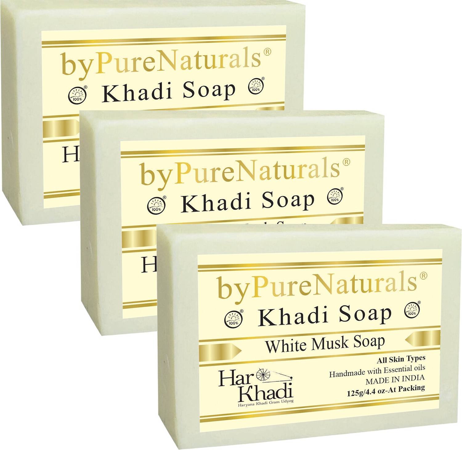 byPurenaturals Bathing White Musk Soap Pack of 3 125gm