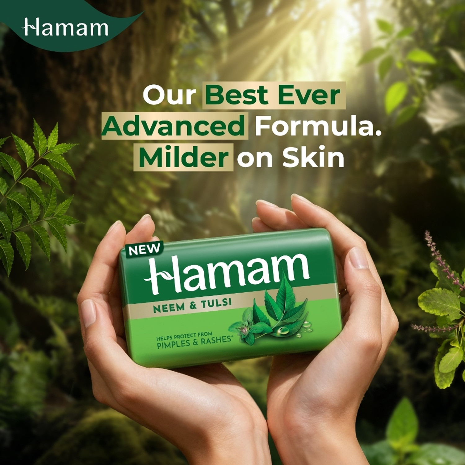 Image of HAMAM Neem Soap with Neem & Tulsi, Bathing Soap for Pimple & Rash-Free Skin Pack of 3