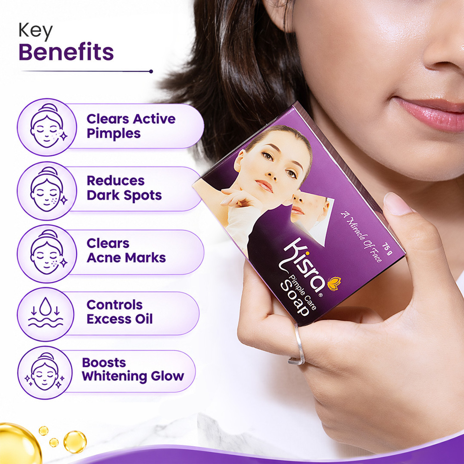 Image of KISRA Pimple Care Soap for Acne, Sun Tan, Blemishes, Fine Line, Darkspots |Men, Women