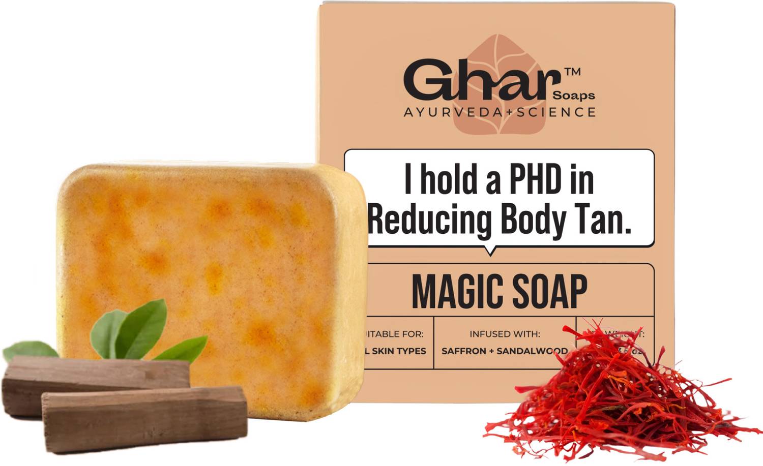 Ghar Soaps Magic Soap Sandal Wood And Saffron for DeTan and Glowi