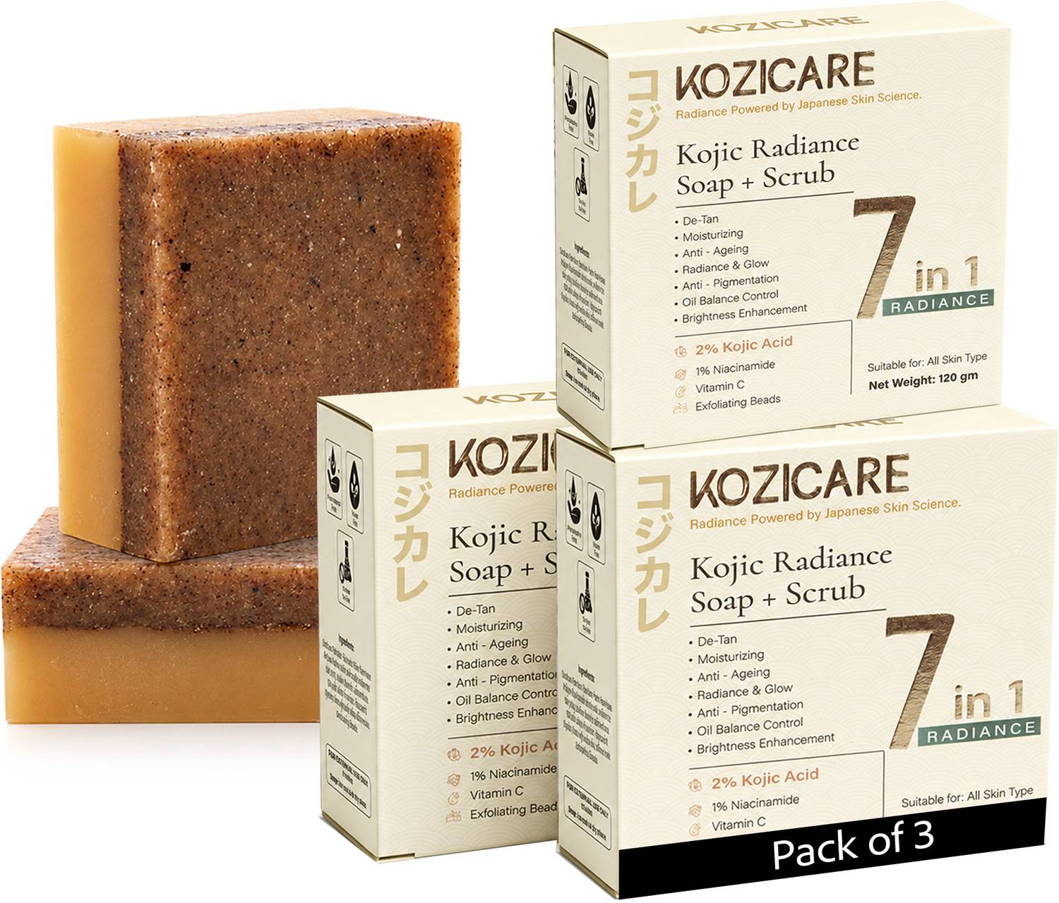 Kozicare Kojic Radiance Soap + Scrub 7-in-1 Bar - Image 1