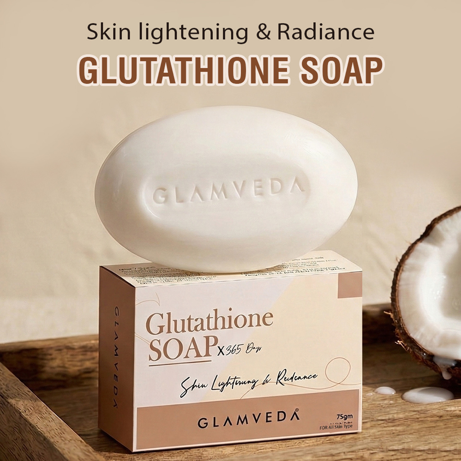 Image of GLAMVEDA Glutathione & Kojic Acid Soap|Lightens Dark Spots,Acne Scars & Hyperpigmentation