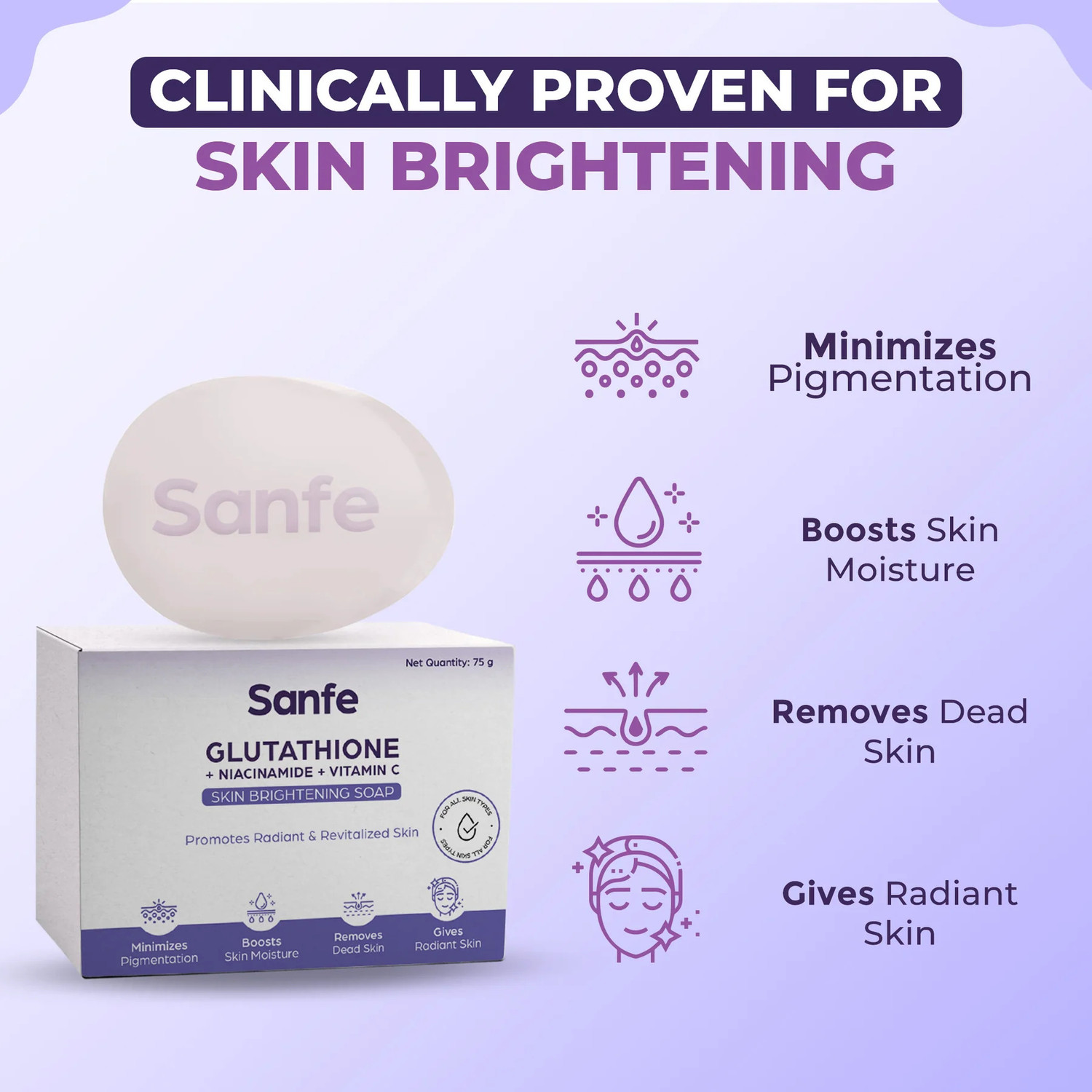 Image of Sanfe Glutathione Niacinamide Vitamin C Brightening Soap