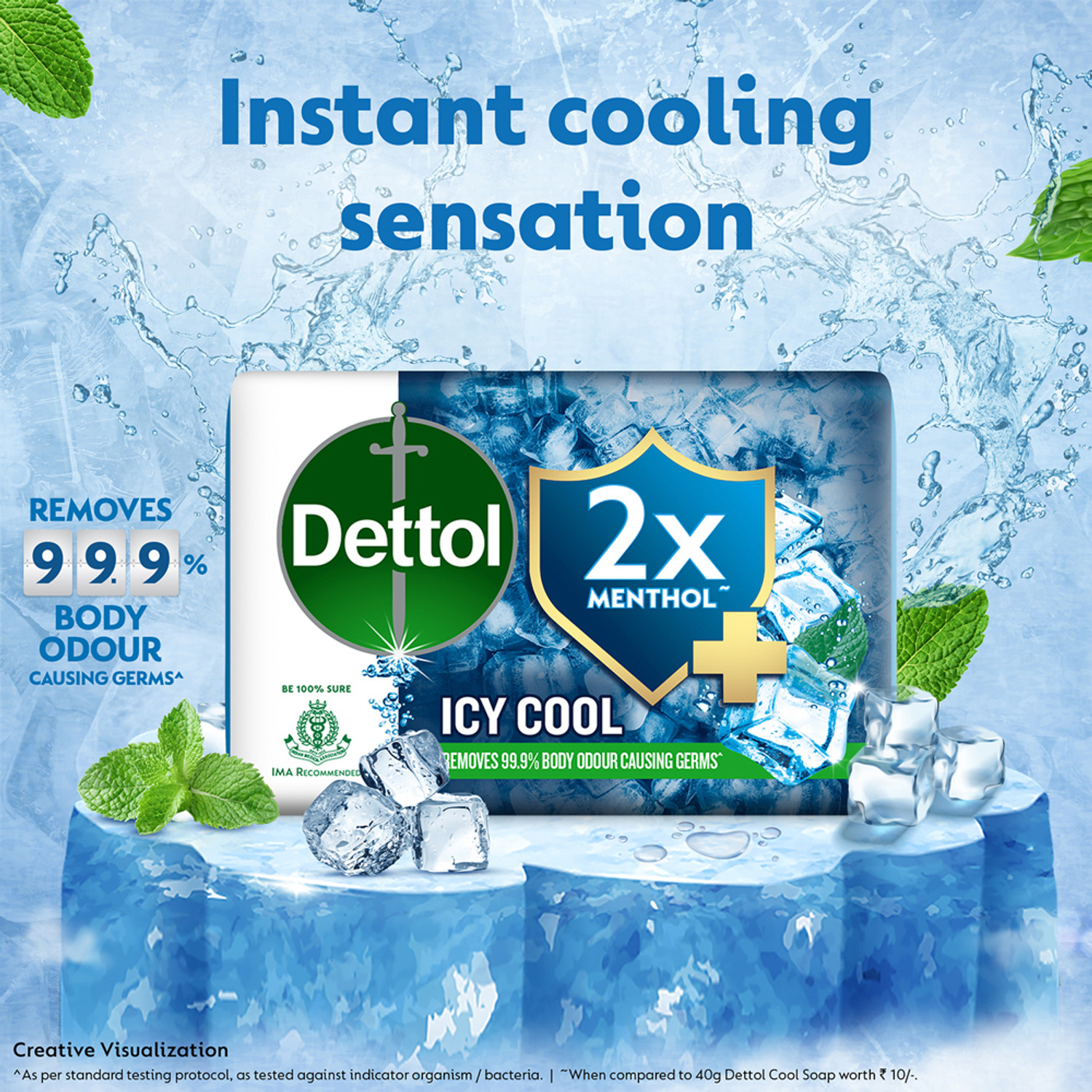 Image of Dettol 3X Icy Cool Bathing Soap for Men & Women, Face, Body & Hands, Combo for Summer