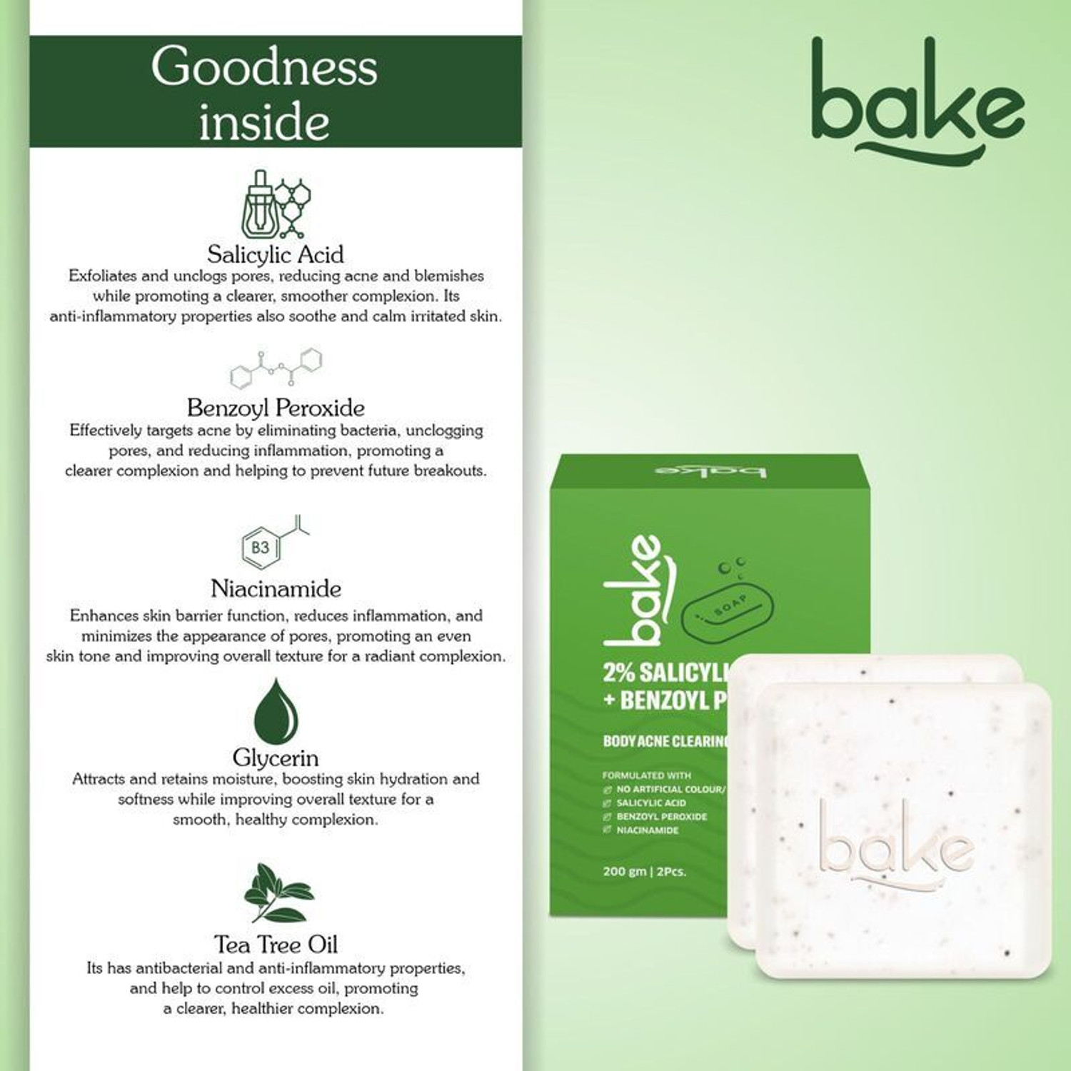 Image of BAKE 2% Salicylic Acid Soap for Body & Back Acne, Reduces Strawberry Legs