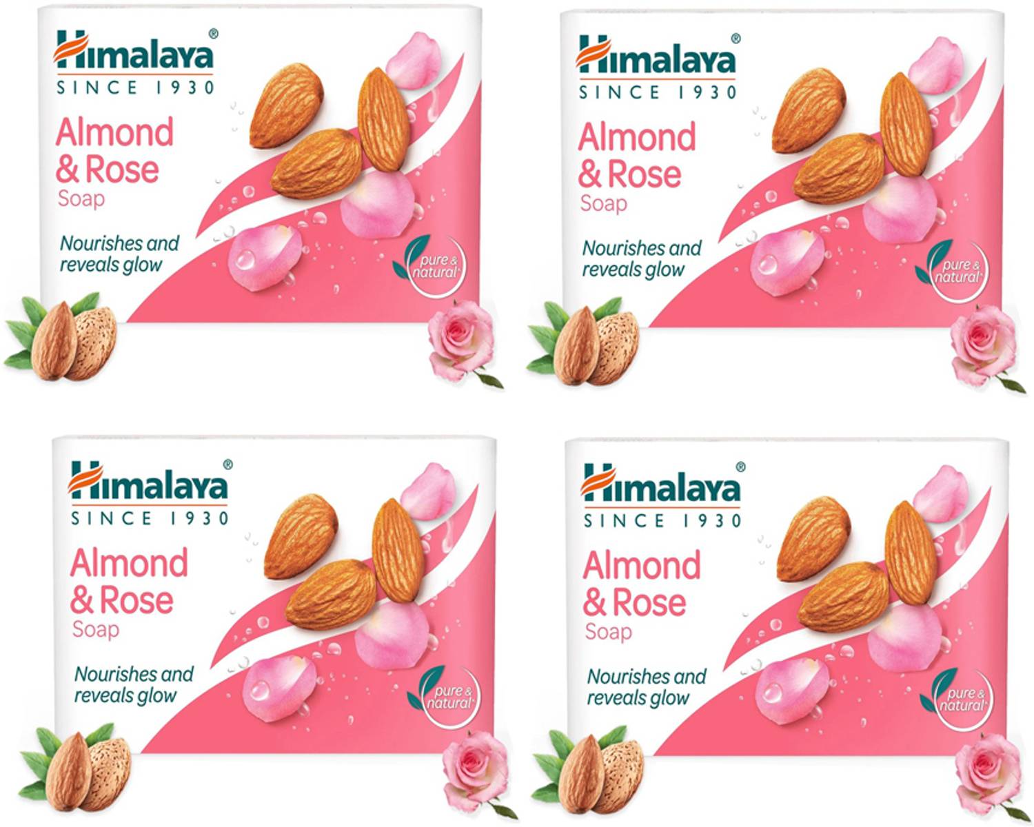 Himalaya Almond & Rose Soap (Pack of Pack of 4 · 125 g (500 g total) - Image 1
