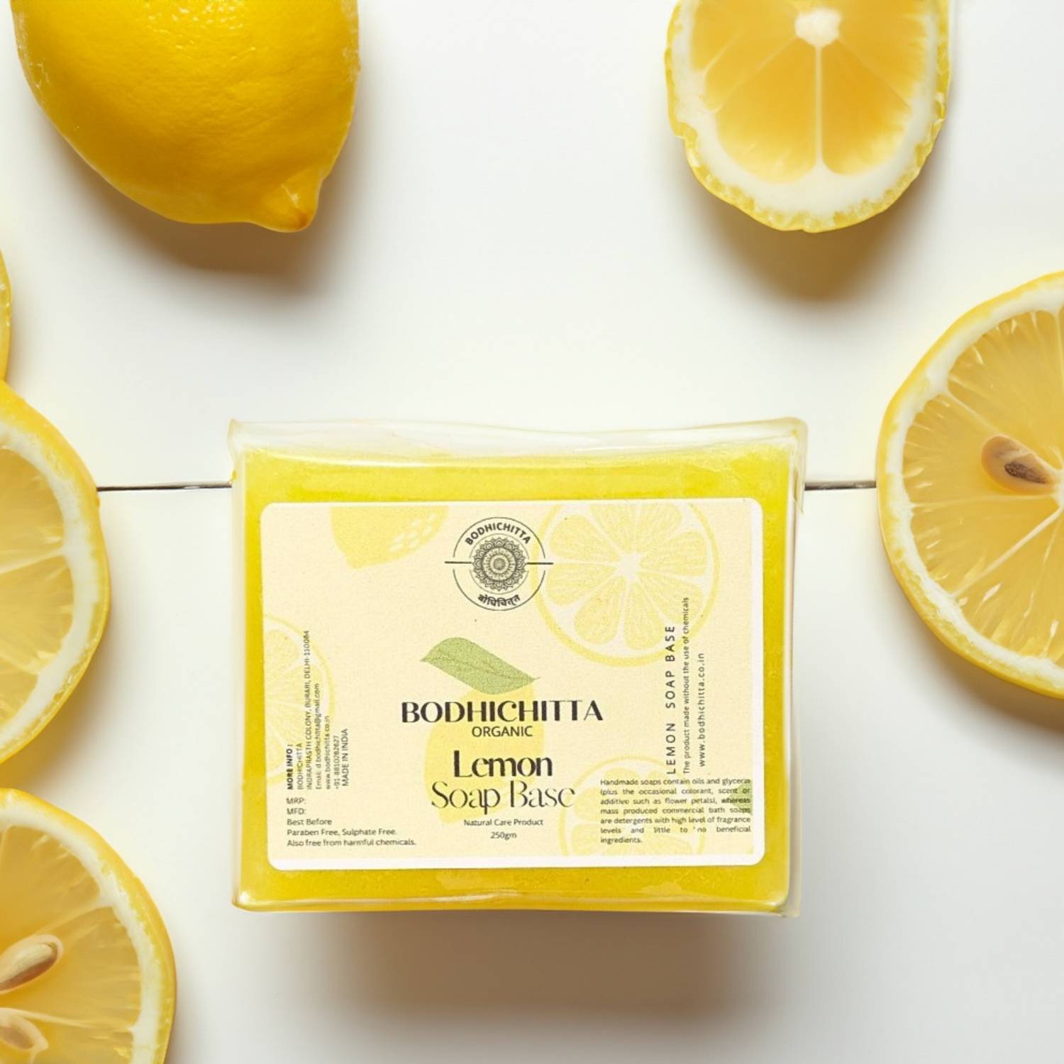 Bodhichitta Paraben, Sulphate Free Lemon Glycerin Soap Base Melt & Pour 100% Pure 250g
