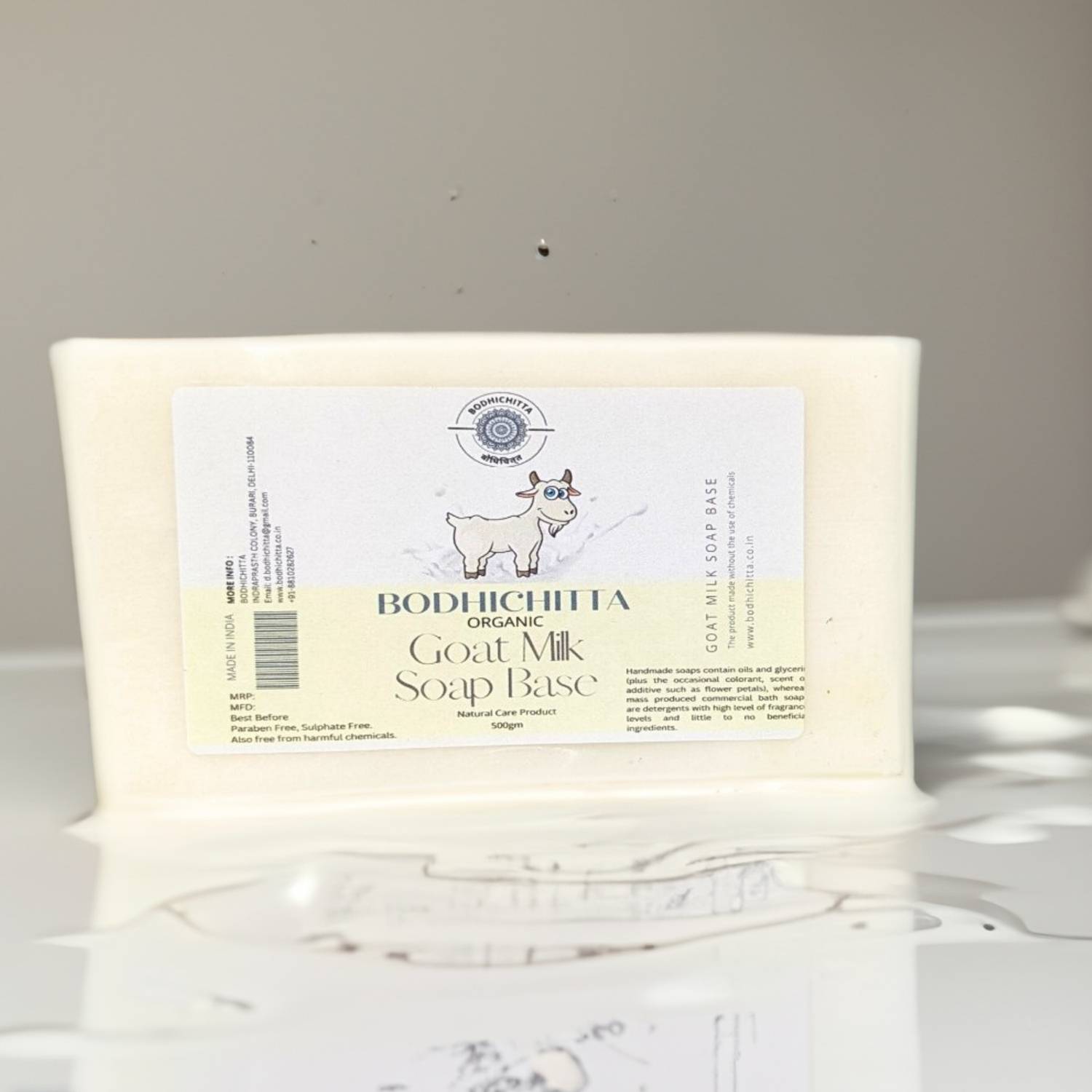 Bodhichitta Goat Milk Soap Base Melt & Pour 100% Pure & Natural Soap Base 500gm