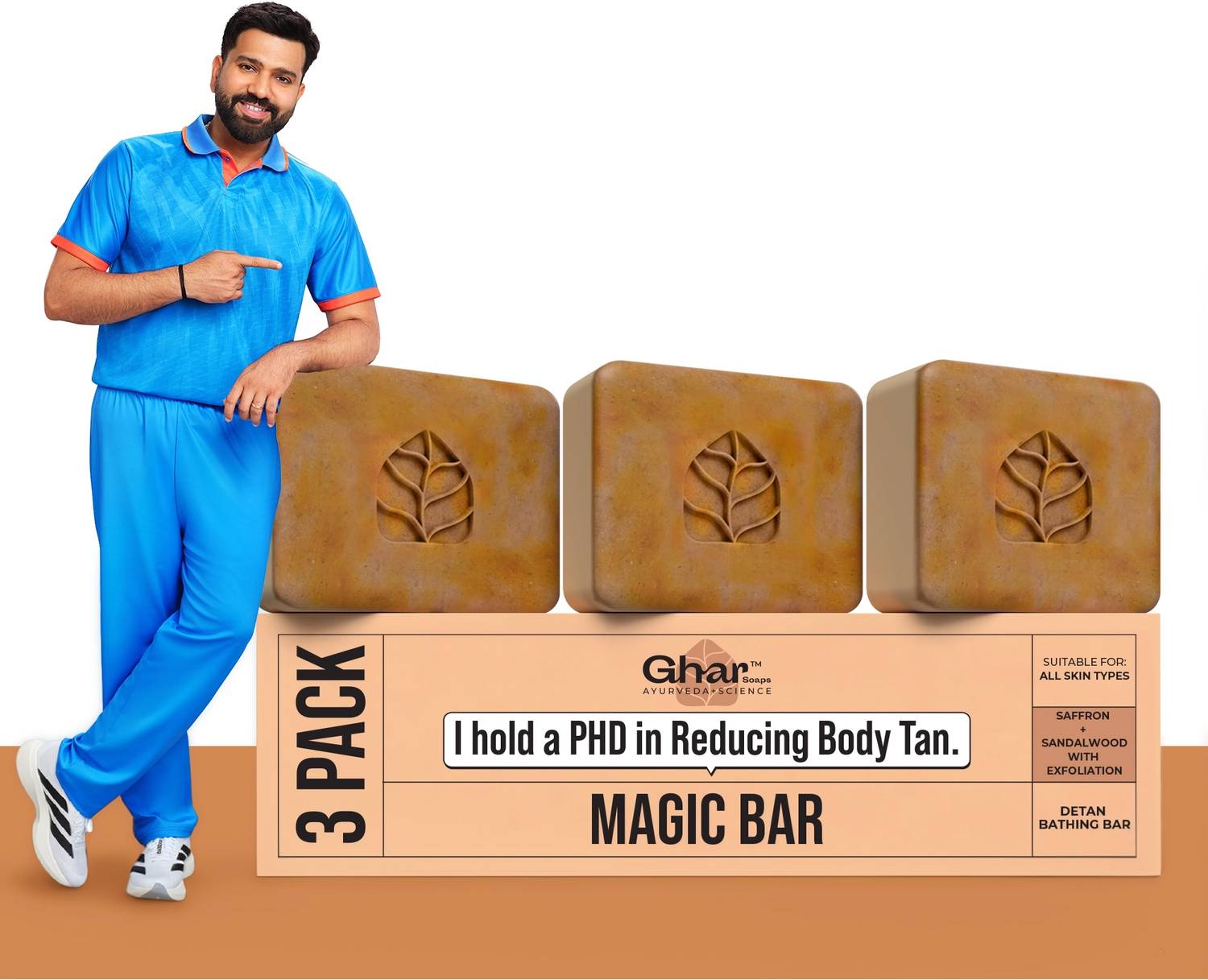 Ghar Wood & Saffron Soap Pack of 3 - Image 2