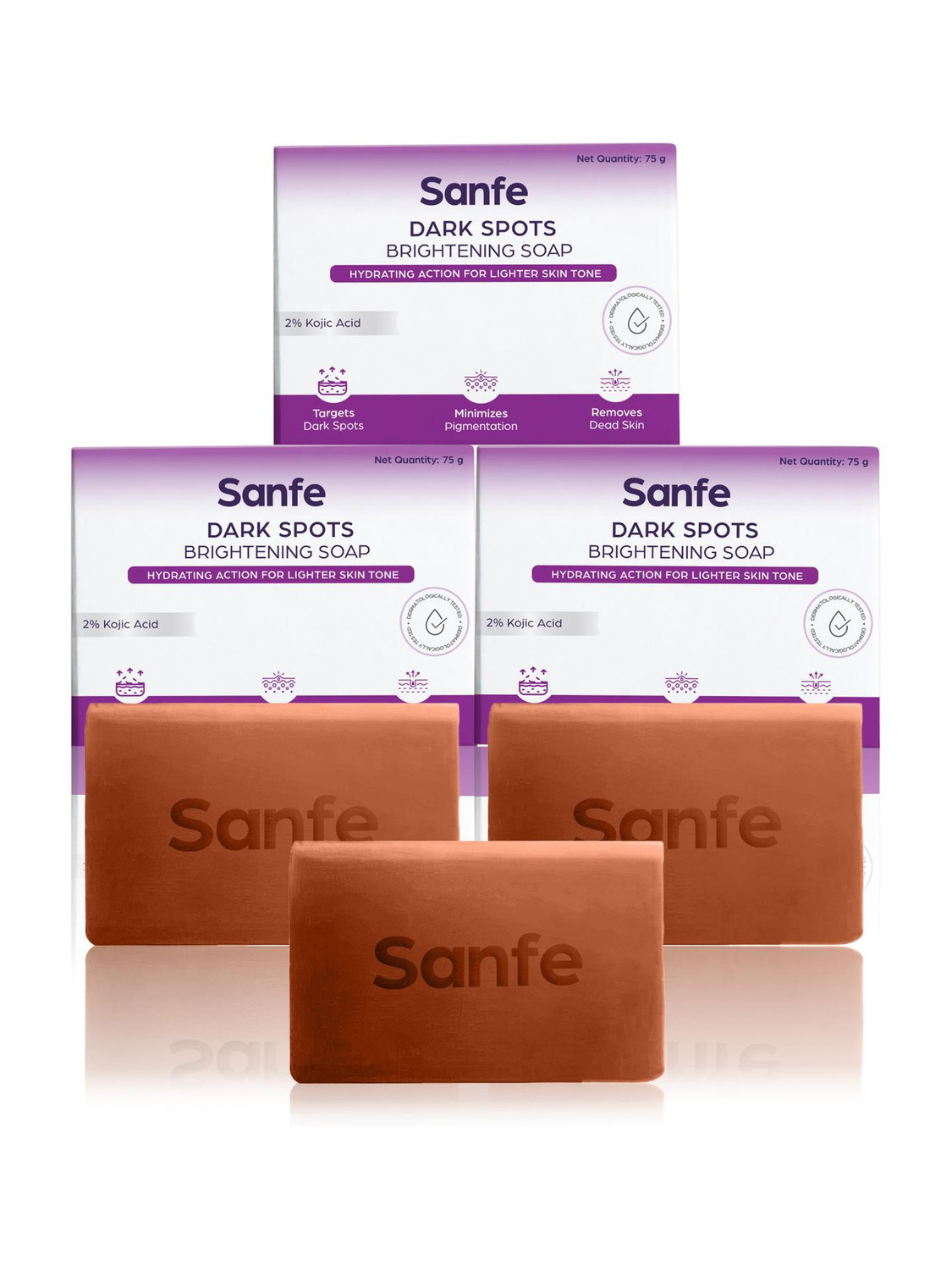 Sanfe Dark Spots Brightening Soap| Prevents Blemishes| 75gm - 3 pcs