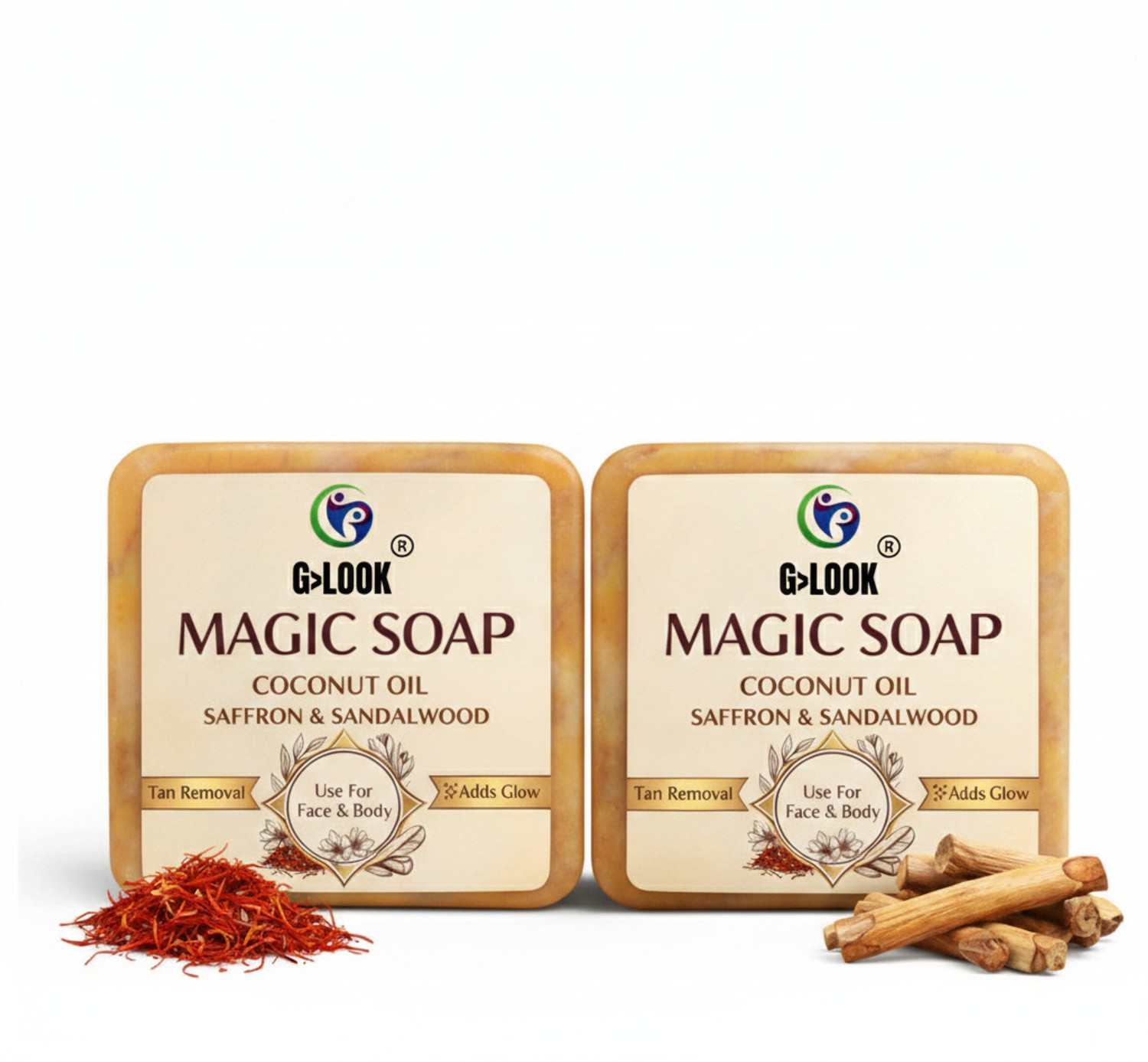 Image of G LOOK Sandalwood And Saffron Soap For Glowing & Refreshing Skin (pack of 2)