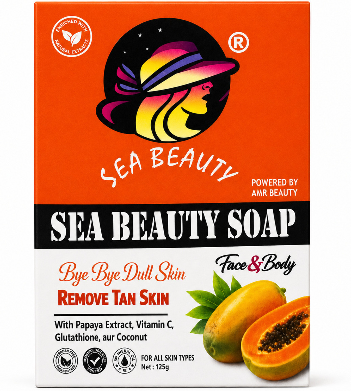 sea beauty Tan Removal Face & Body Soap | Whitening & Skin Brightening Bar | pack of 1
