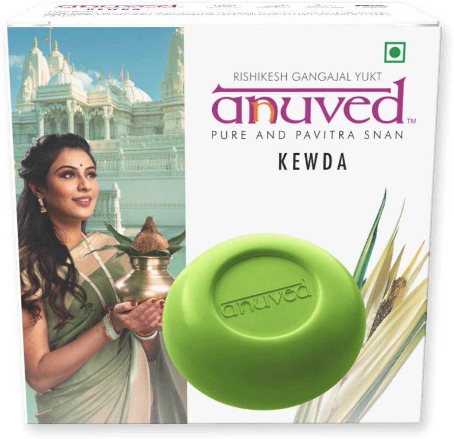 Anuved Herbal Kewda Soap For Cooling And Refreshing your senses. 125 g Each (Set Of 3)