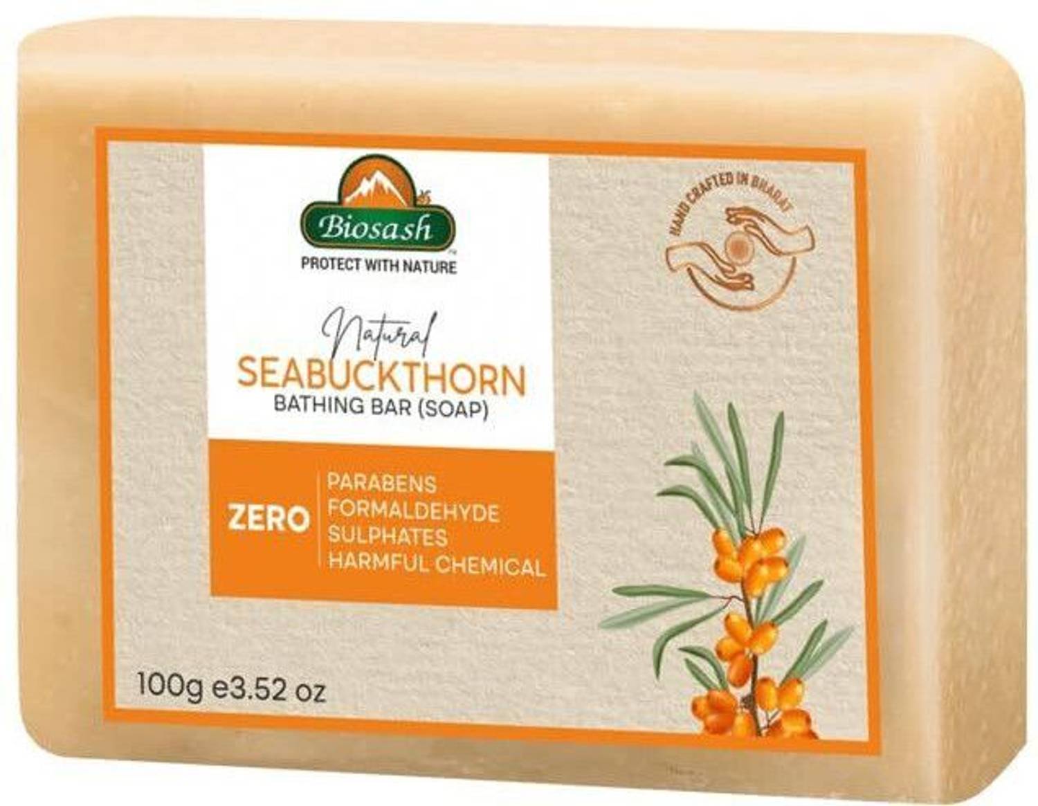 BIOSASH Natural Seabuckthorn Bathing Bar For Deep Nourishment,Moisturizing & Gentle Care