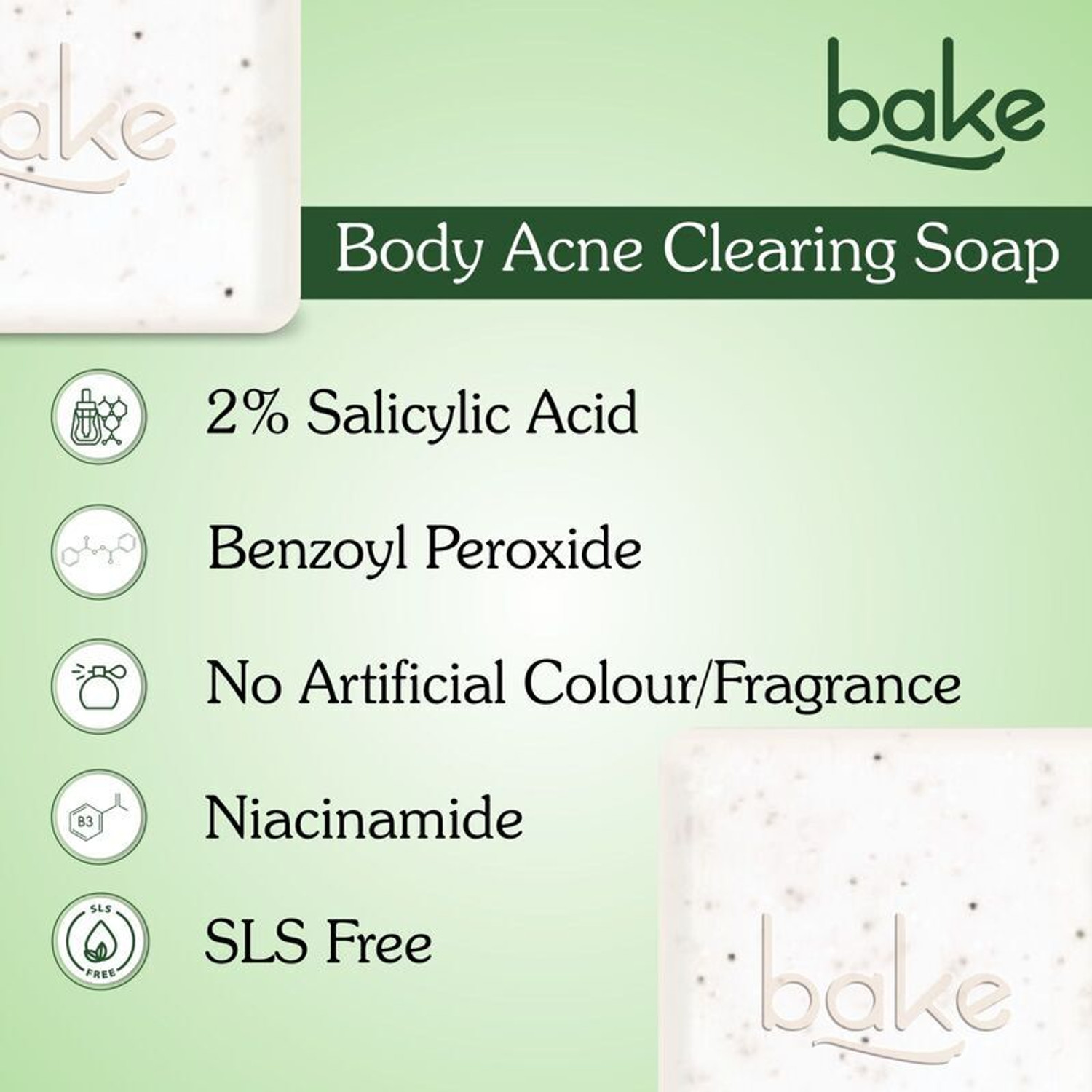 Image of BAKE 2% Salicylic Acid Soap for Body & Back Acne, Reduces Strawberry Legs