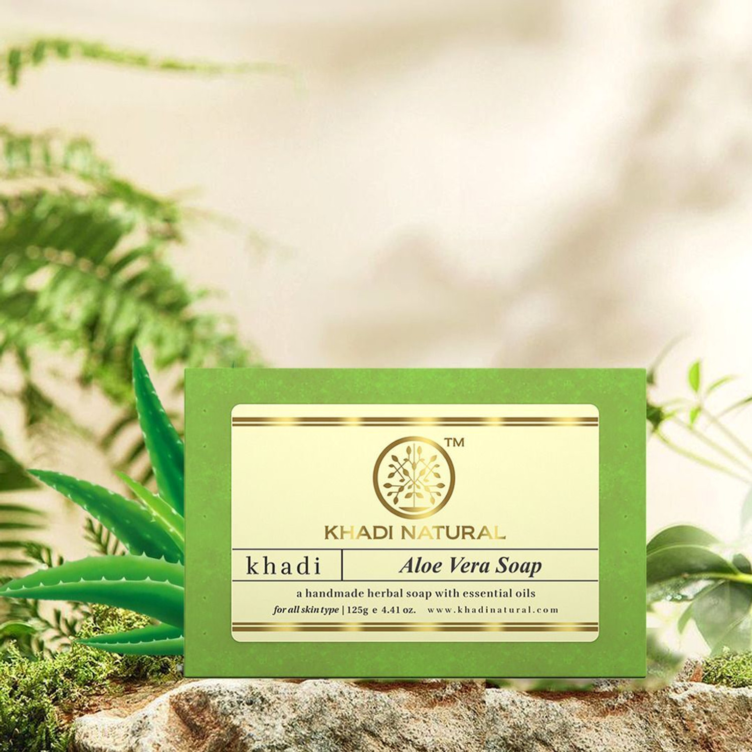 Image of KHADI NATURAL Aloe Vera Soap for Smooth Hydrated Skin