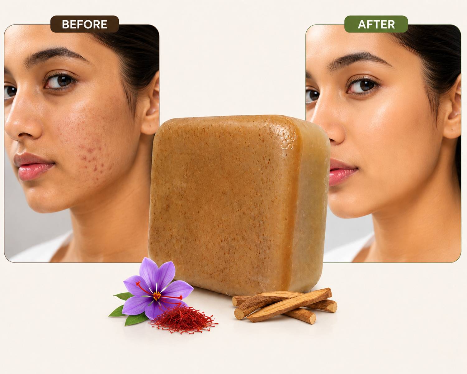 Freshila Sandalwood & Saffron Soaps Pack of 4 (400 g) - Image 5
