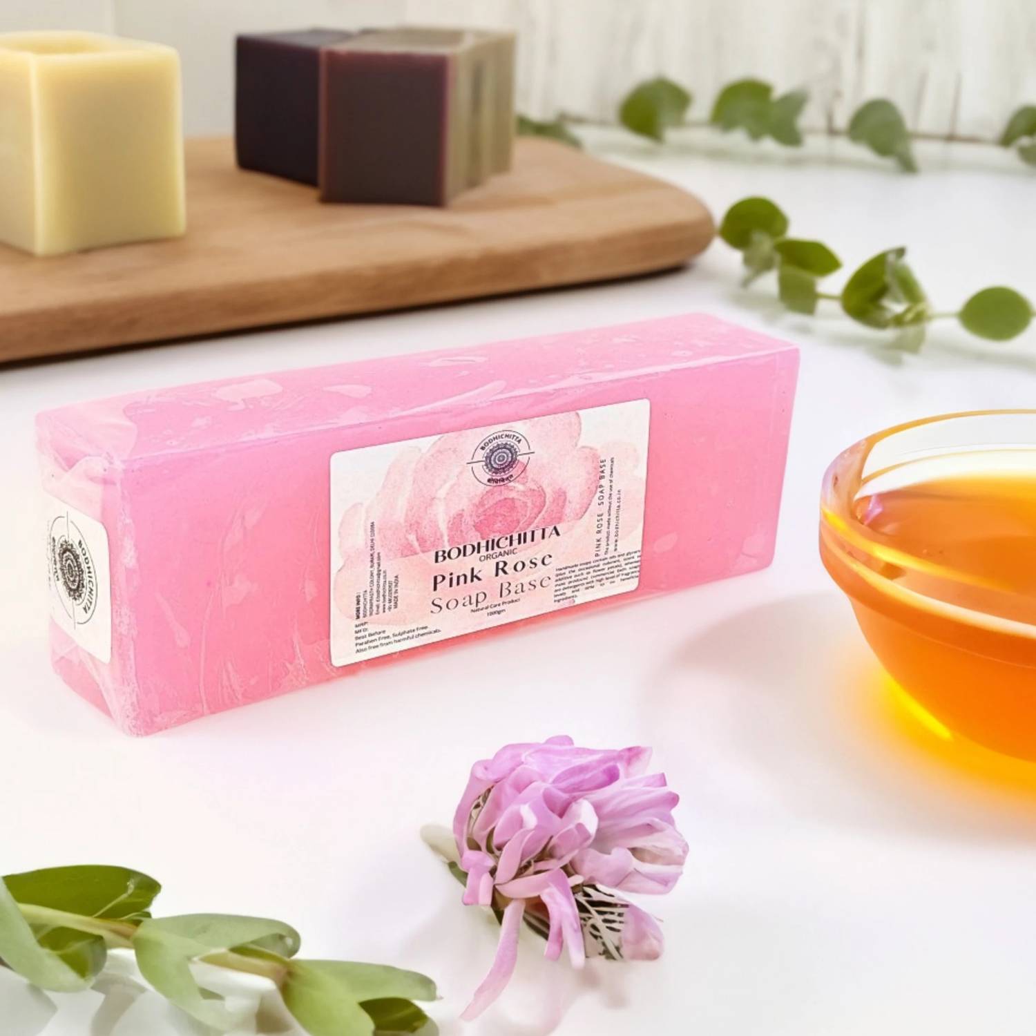 Bodhichitta Pink Roses Glycerin Soap Base Melt & Pour 100% Pure & Natural Pack of 1kg