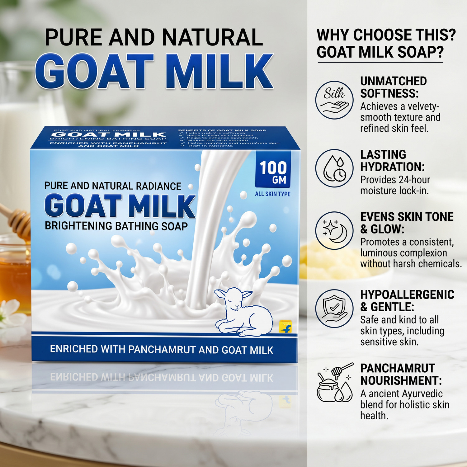 Image of MDJ Goat Milk Fairness And Bathing Bar Enriched With Panchamrut And Natural Extracts