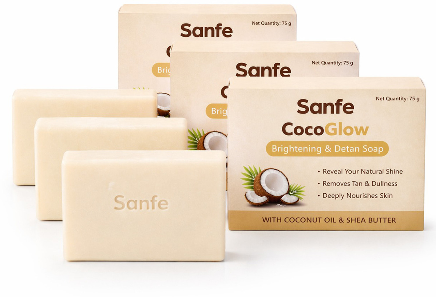 Image of Sanfe Cocoglow Brightening & Detan Soap| Suitable for Face & Body