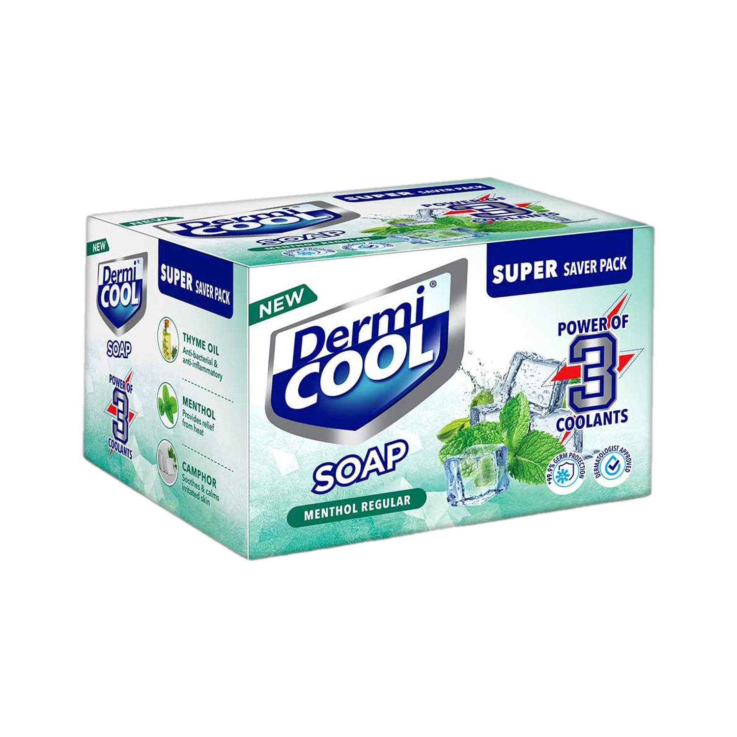 Image of Dermicool Soap With The Power Of 3 Coolants | 75 GM Each | Pack of 4