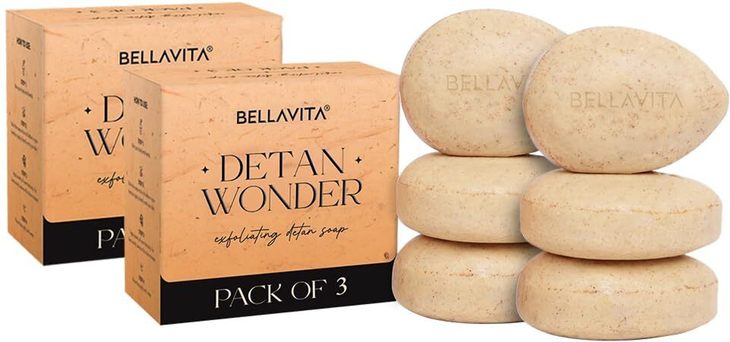 Image of BELLAVITA Detan Wonder Soap|Pack of 6 | Tan Removal Soap Deep Cleansing, Skin Brightening