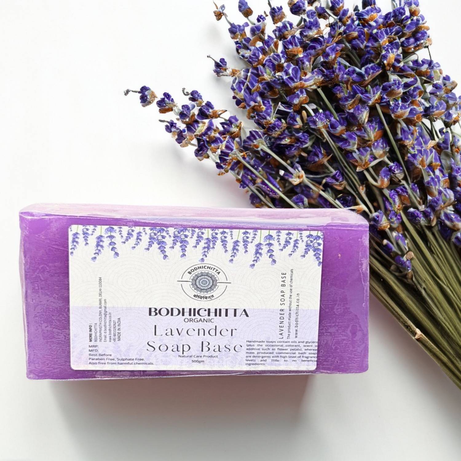 Bodhichitta Lavender Glycerin Soap Base Melt & Pour 100% Pure & Natural Soap Base 500gm
