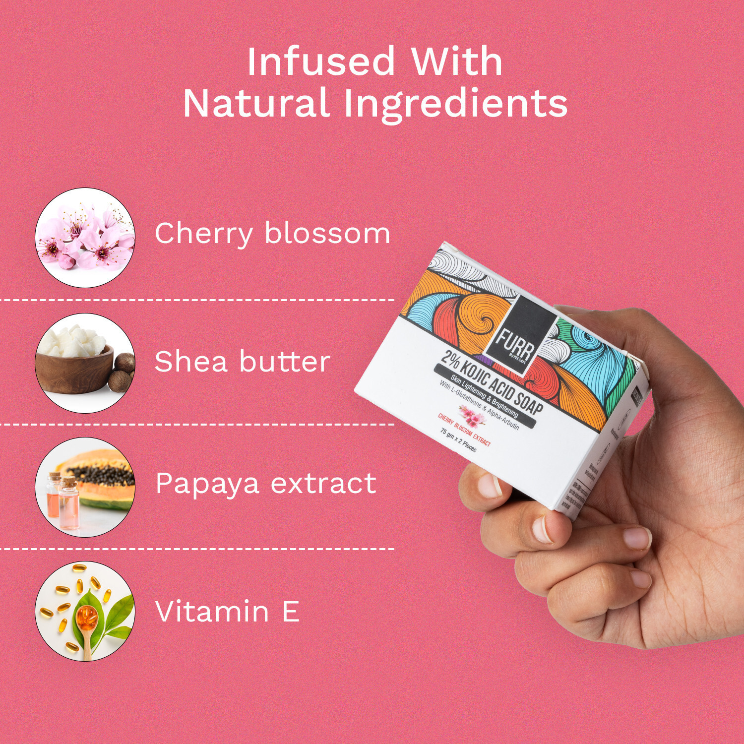Image of FURR By Pee Safe Kojic Acid Soap | Cherry Blossom Extract | Reduces Pigmentation | All Skin Type