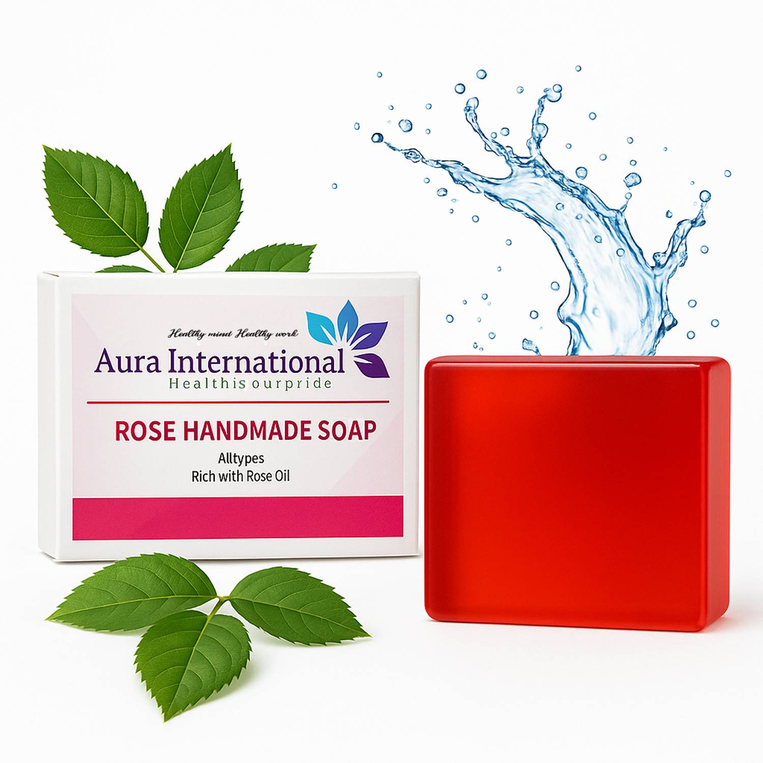 AURA INTERNATIONAL Rose Handmade Soap | Natural Bathing soap bar