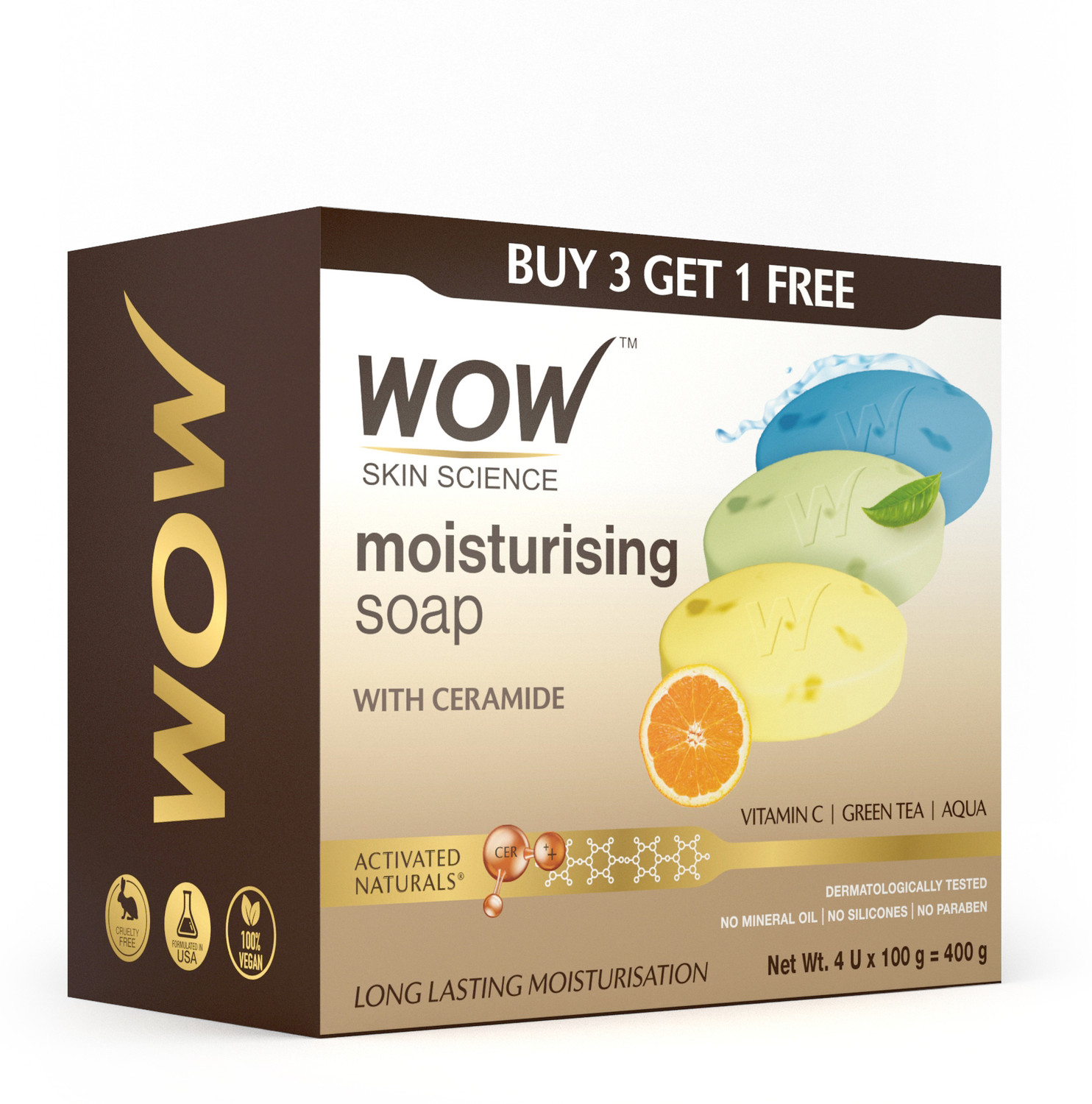 Image of WOW SKIN SCIENCE Moisturising Soaps with Ceramide | Vitamin C, Green Tea, Aqua