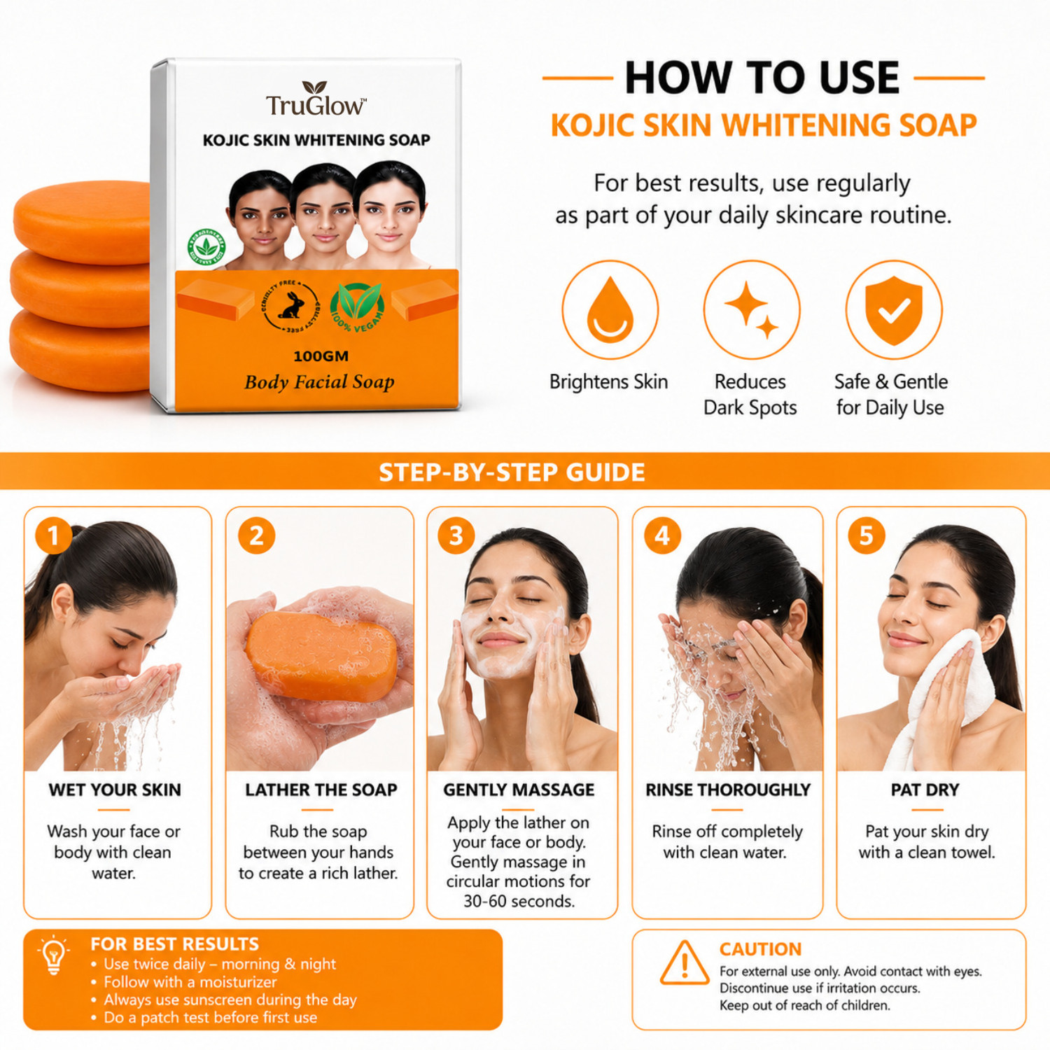 Image of TruGlow Dr SABU Kyle Herbal Papaya Face and Body Soap for Glowing Skin