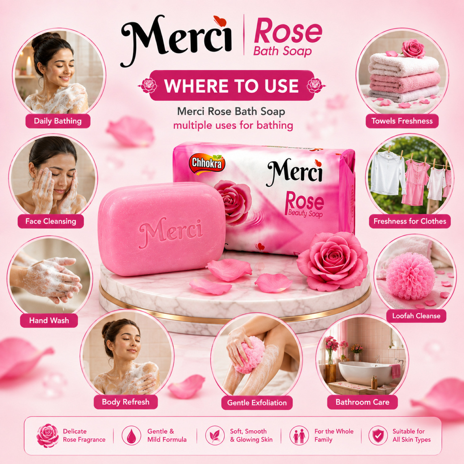 Image of CHHOKRA Merci Rose Soap (500 g)