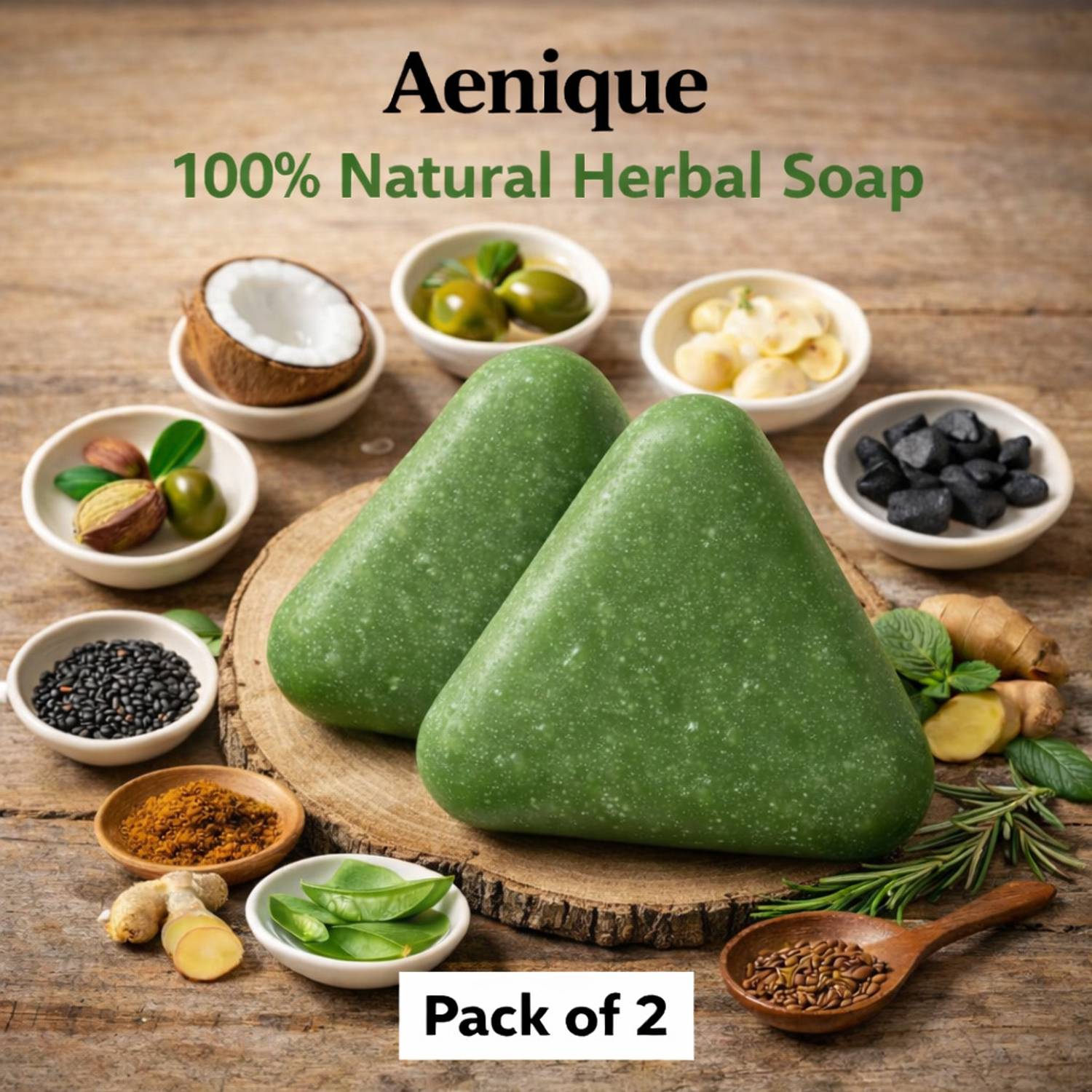 Aenique Herbal Sevan Green Soap 100g