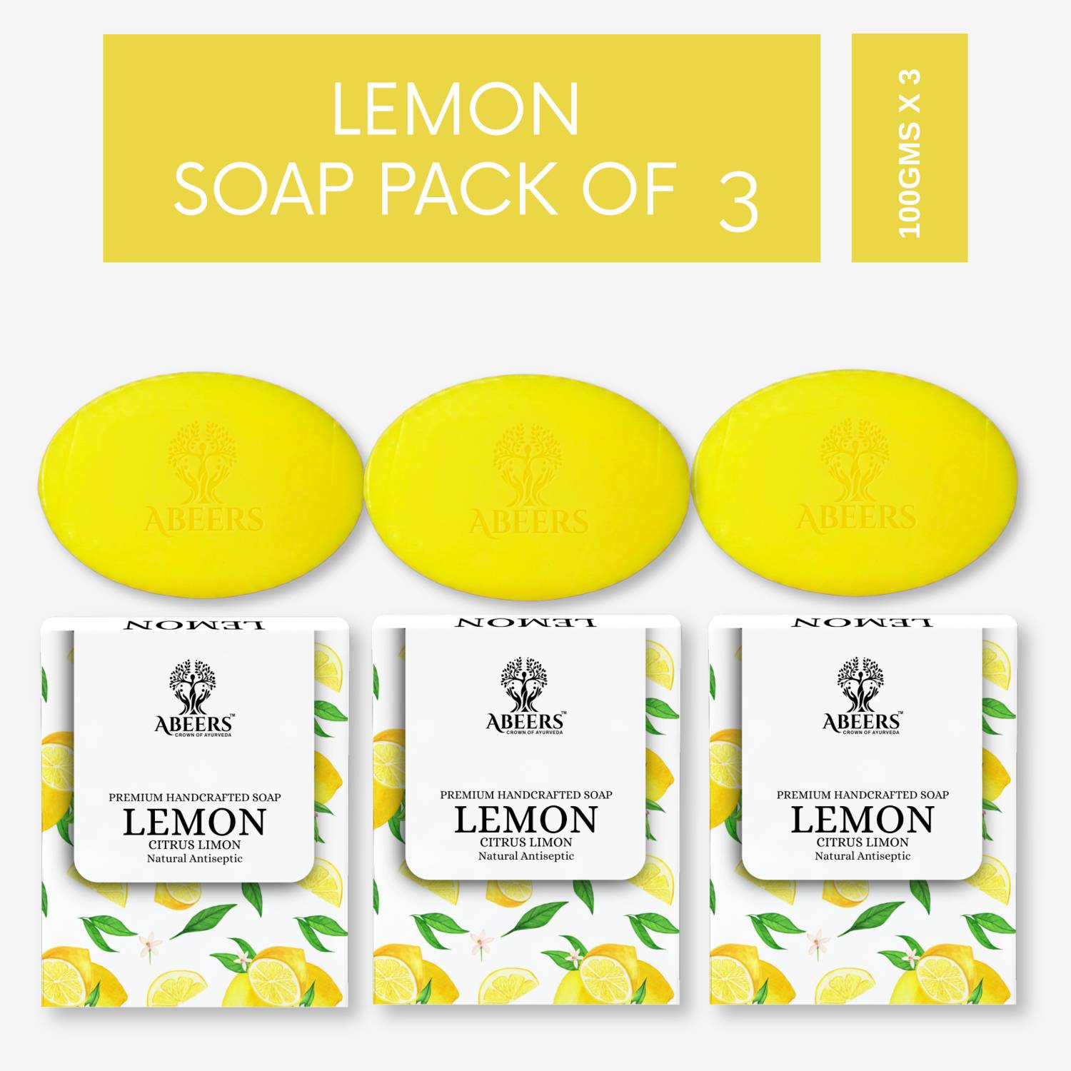 Abeers Handmade Lemon Soap Bar | Natural Bath Soap