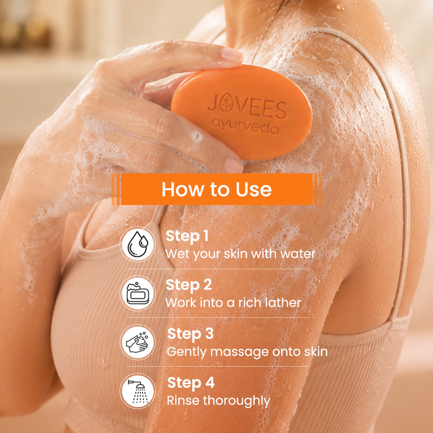 Image of JOVEES Orange Peel & Honey Exfoliating De-Tan Soap | Skin Brightening | Natural Glow (4 x 100 g)
