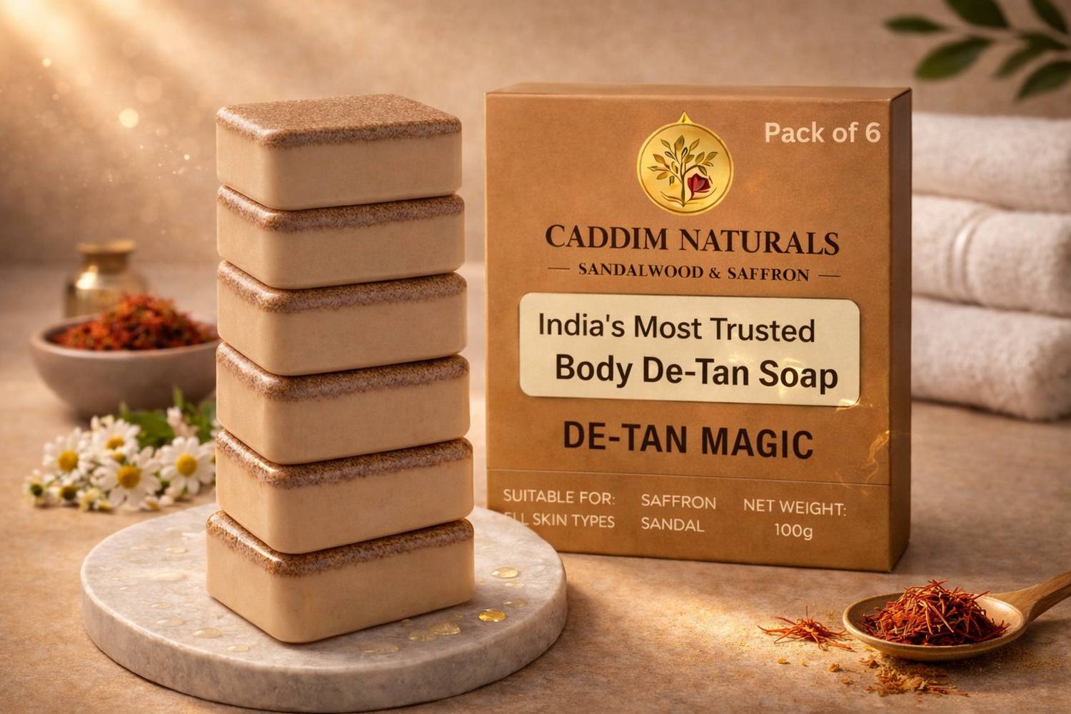 CADDIM NATURALS De-Tan Soap Sandalwood & Saffron Bathing Soap