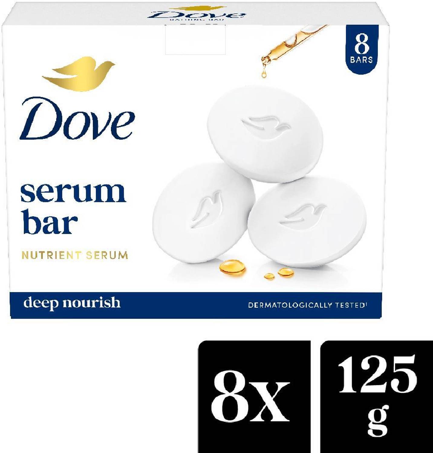 DOVE Serum Beauty Bar Pack of 8 x 125g Pack of 8 · 125 g (1 kg total) - Image 1