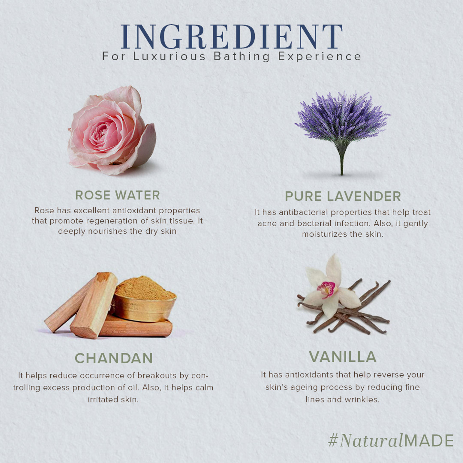 Image of KHADI NATURAL Lavender Rose Water Vanilla & Chandan Soap Pack of 4