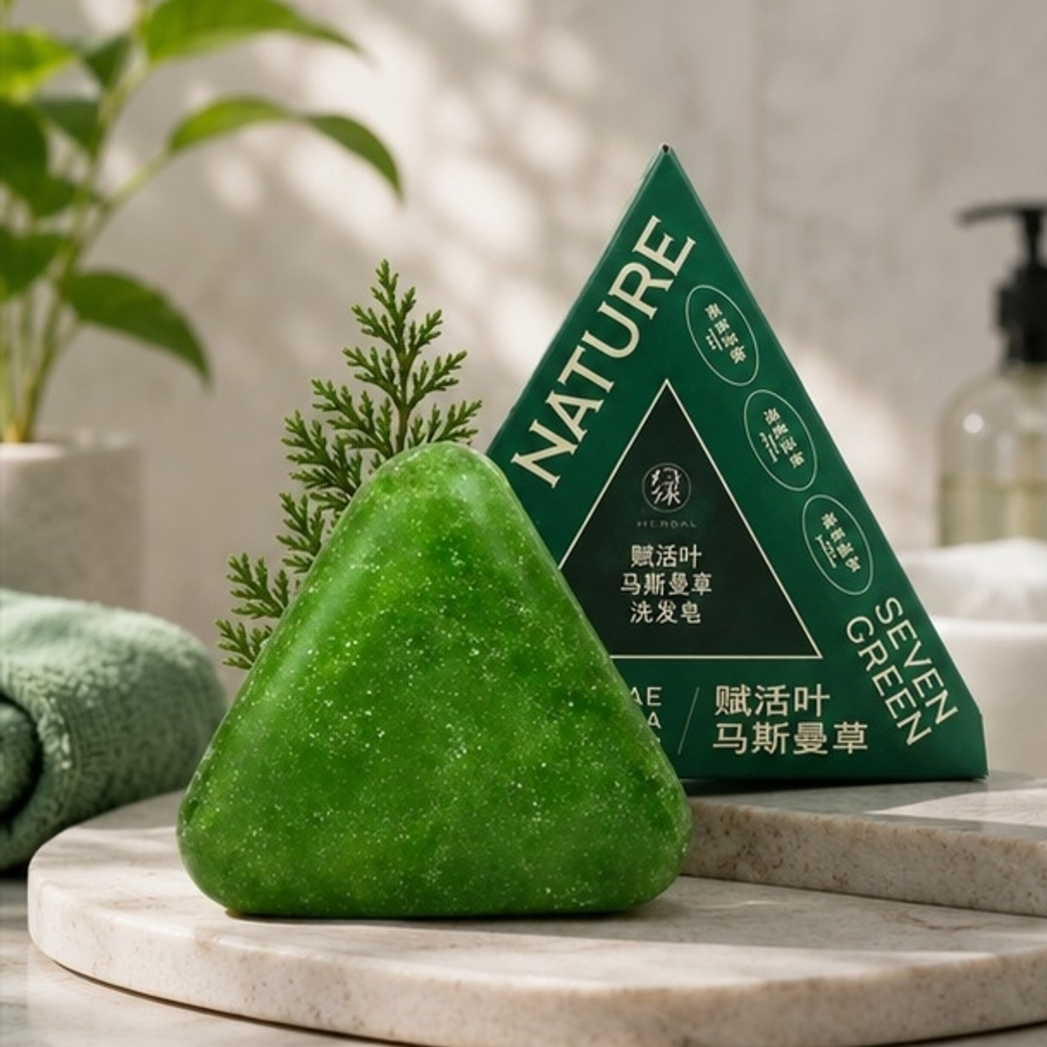 Image of Sipzy Seven Green Nature Ayurvedic Shampoo Bar 17 for Hair Fall & Dandruff Relief