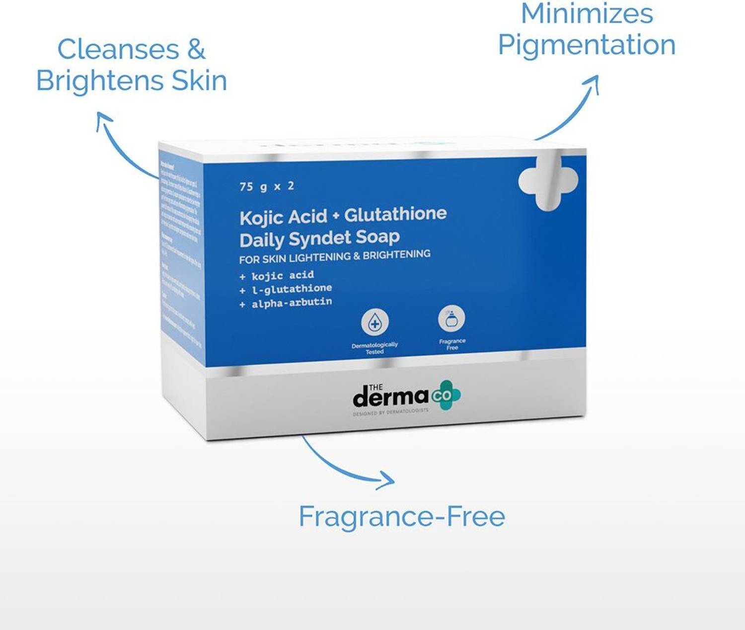 The Derma Co Kojic Acid + L-Glutathione Daily Syndet Soap (Pack of 2, - Image 2
