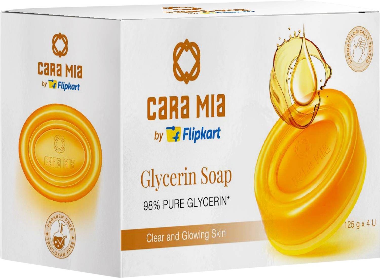 Cara Mia Paraben-free Glycerin Soap, 125 g, Pack of 4 at ₹97 (63% Off) – Flipkart
