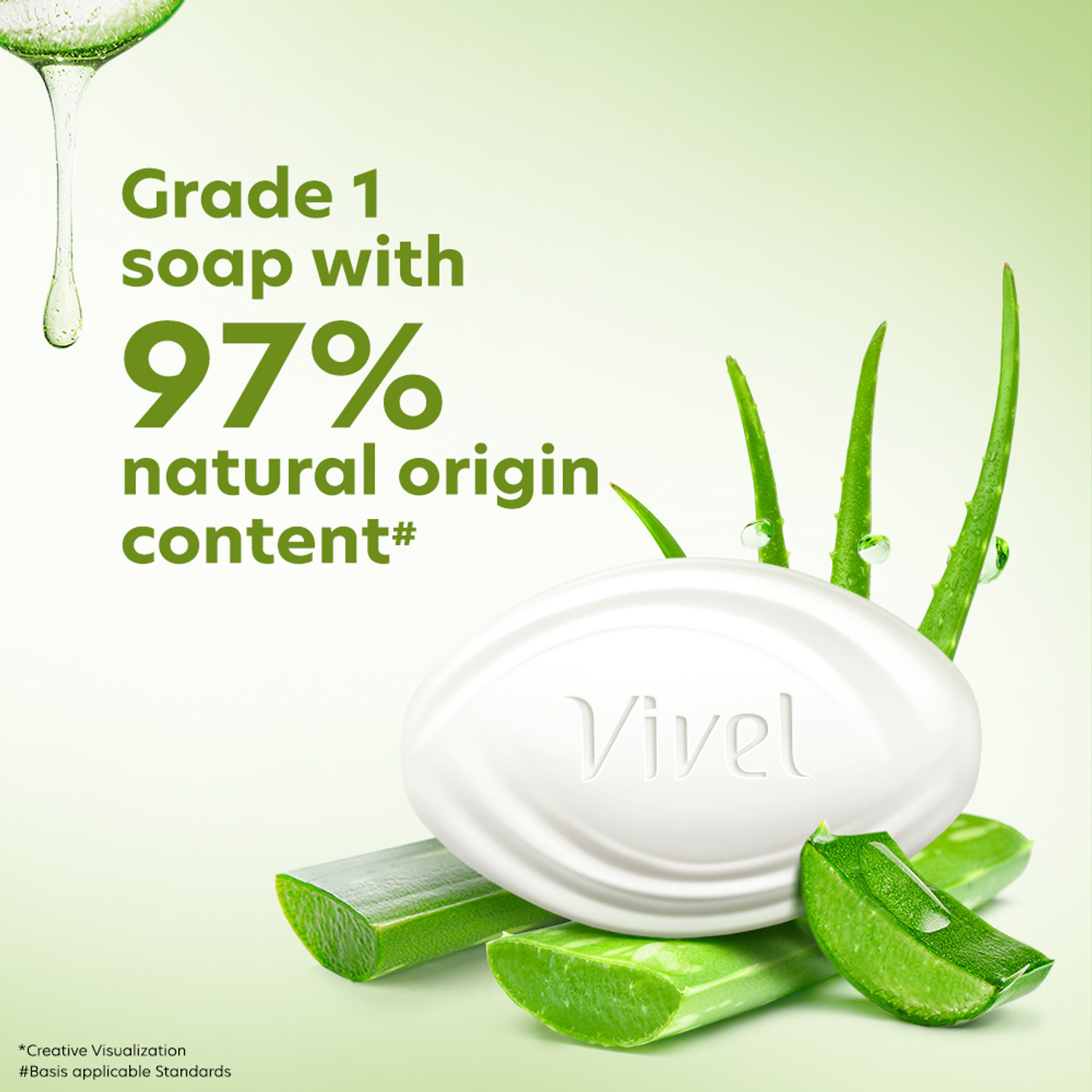 Image of Vivel Aloe Vera Grade 1 Bathing Soap Highest Soap Grade 76% TFM Vitamin E